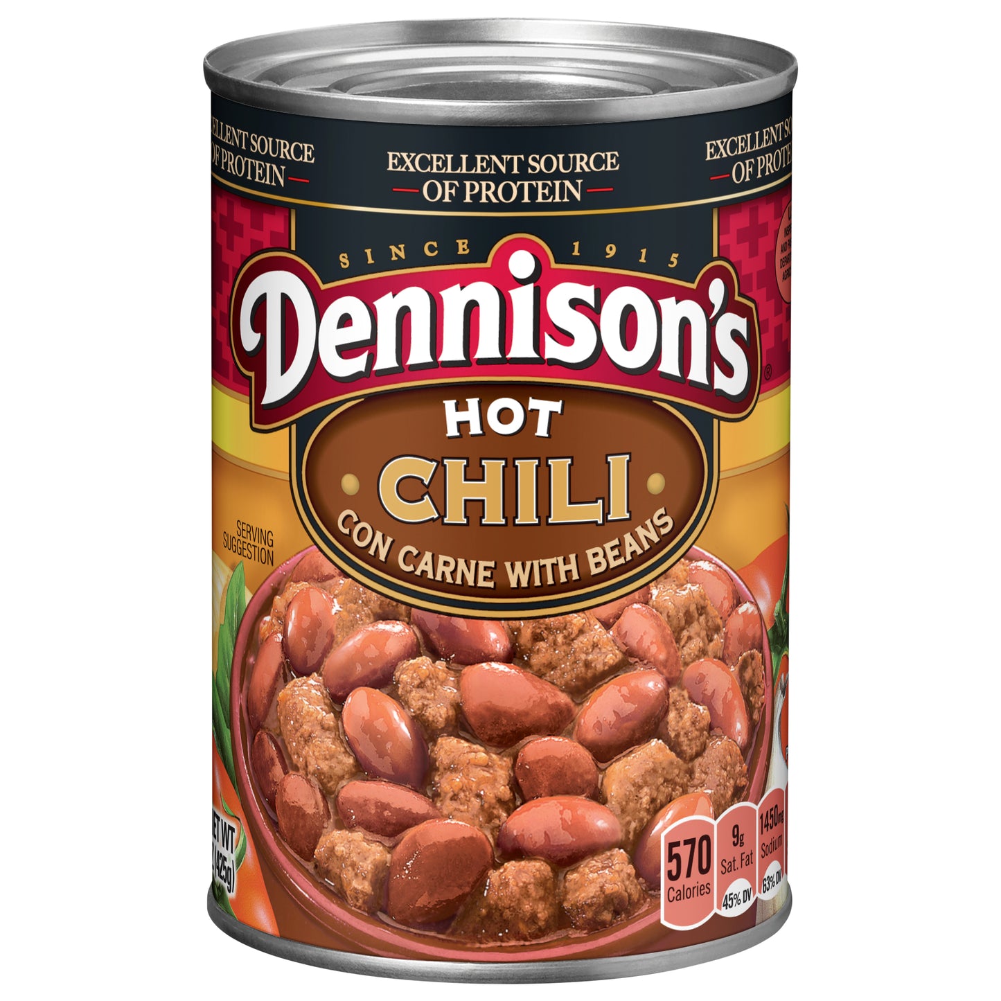 Dennison's Hot Chili Con Carne with Beans, 15 Ounce