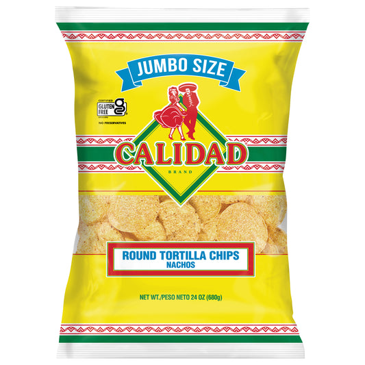 Calidad Round Tortilla Chips Jumbo Size, 24 oz