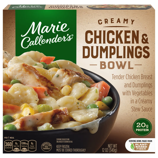 Marie Callender's Creamy Chicken & Dumplings Bowl, Frozen Meals, 12 oz.