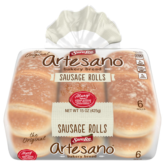 Sara Lee Artesano Bakery Bread Plain Sausage Rolls, 6  count, 15 oz