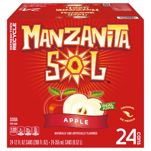 Manzanita Sol Soda Apple Naturally & Artificially Flavored 12 Fl Oz 24 Count