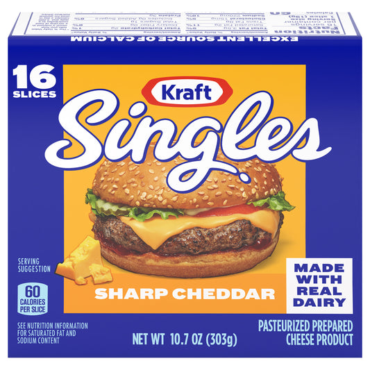 Kraft Singles Sharp Cheddar Slices, 16 ct Pack