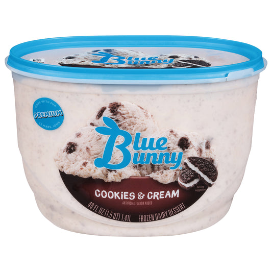 Blue Bunny Premium Cookies & Cream Frozen Dessert, 48 fl oz