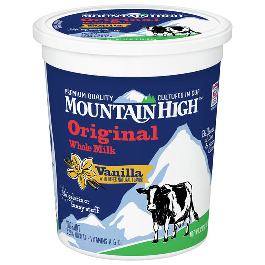 Mountain High, Original Whole Milk Yogurt, Vanilla, Gluten Free Snacks, 32 OZ Yogurt Container