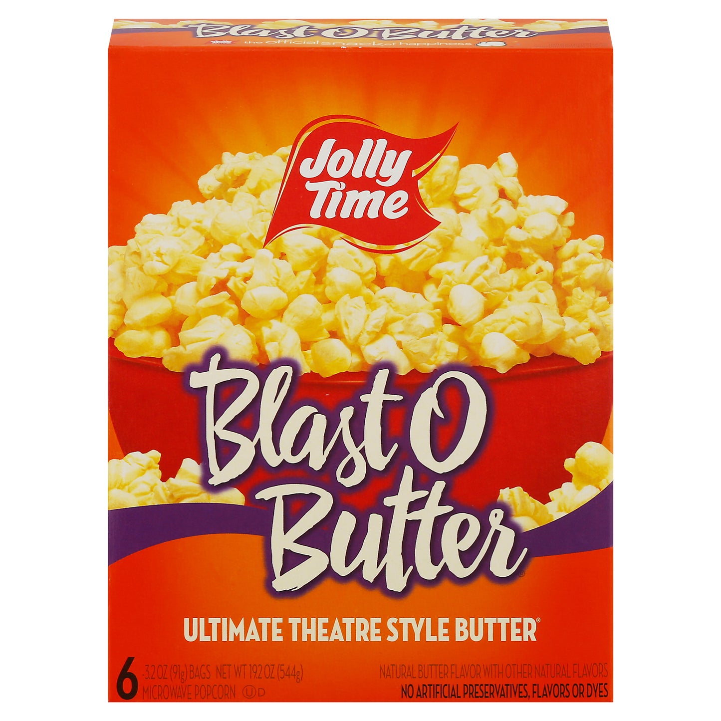 Jolly Time Blast O Butter Ultimate Theatre Style Butter Microwave Popcorn 6 - 3.2 oz Bags