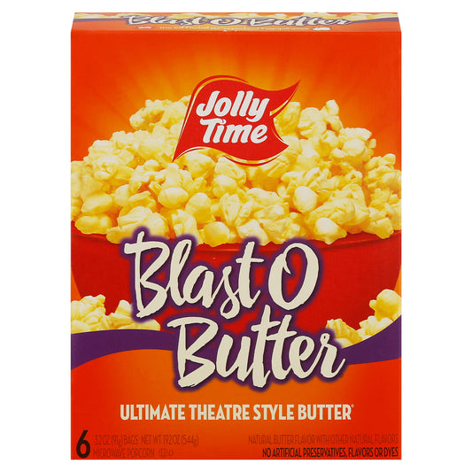 Jolly Time Blast O Butter Ultimate Theatre Style Butter Microwave Popcorn 6 - 3.2 oz Bags