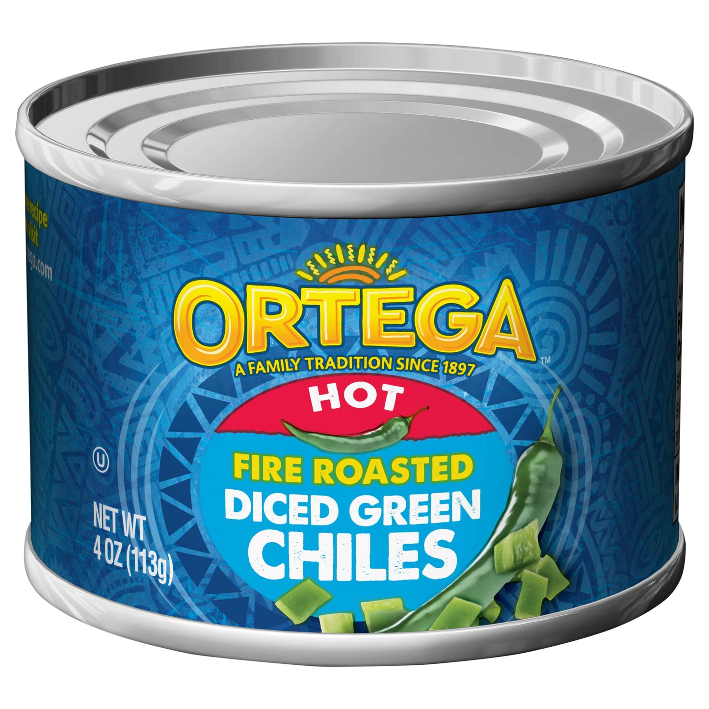 Ortega Hot Fire Roasted Diced Green Chiles 4 oz