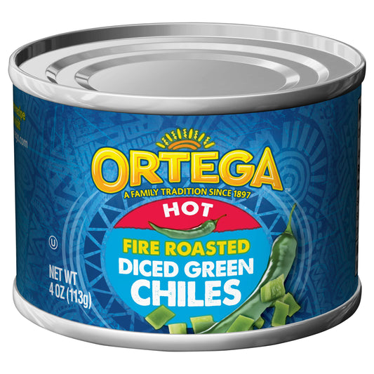 Ortega Hot Fire Roasted Diced Green Chiles 4 oz