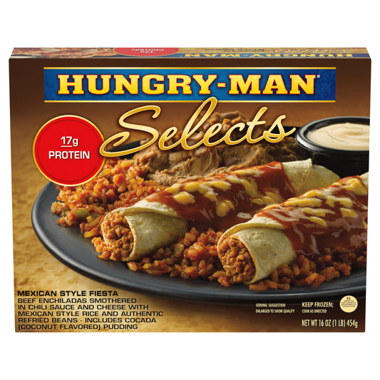 Hungry-Man Selects Mexican Style Fiesta Beef Enchiladas, Frozen Meal, 16 oz