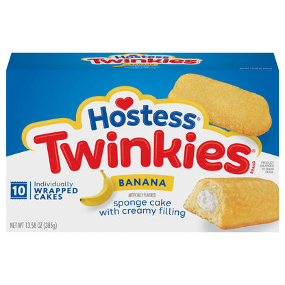 HOSTESS Banana Flavored TWINKIES, Creamy Banana Flavored Filling, Individually Wrapped – 10 Count , 13.58 oz