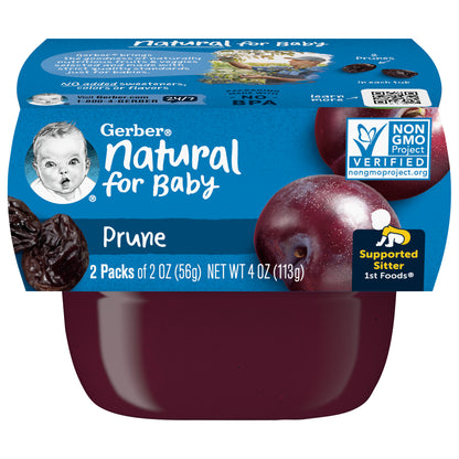 Gerber 1st Foods Natural for Baby Prune Baby Food, 2-2 oz. Tubs
