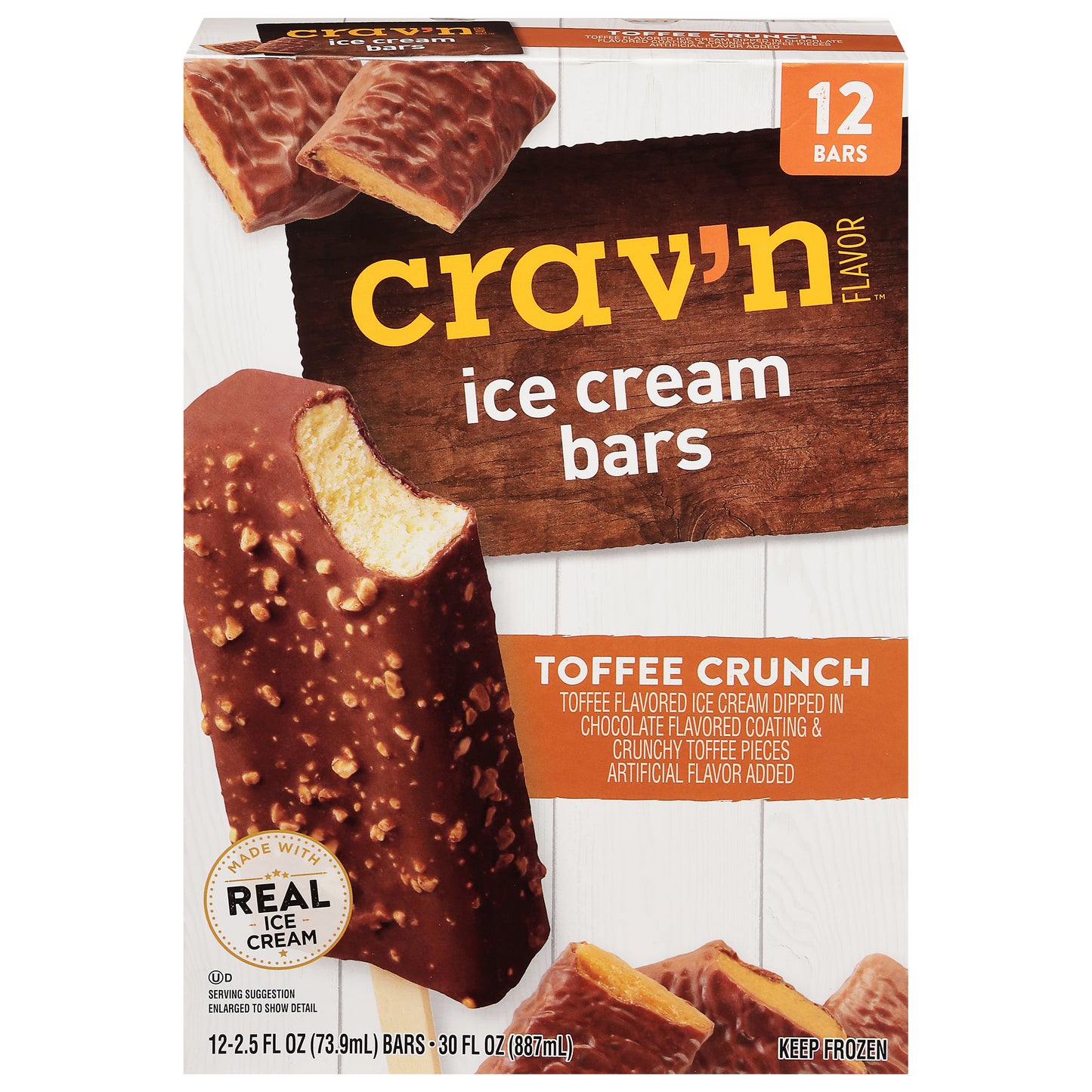 Crav'n Flavor Toffee Crunch Ice Cream Bars 12 ea