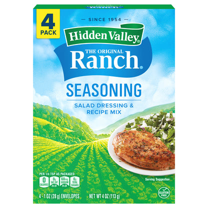 Hidden Valley Original Ranch Salad Dressing & Seasoning Mix Packets - 4 PACK 4-1 oz( 28g) ENVELOPES NET WT 4 OZ (113g)