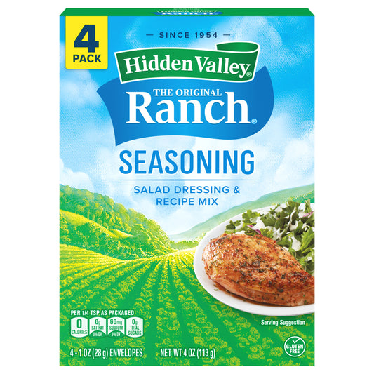 Hidden Valley Original Ranch Salad Dressing & Seasoning Mix Packets - 4 PACK 4-1 oz( 28g) ENVELOPES NET WT 4 OZ (113g)