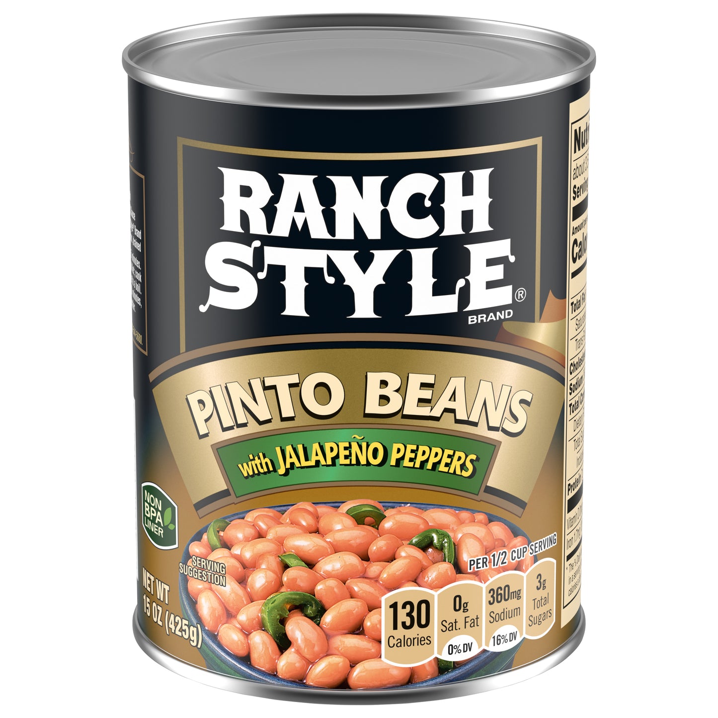 Ranch Style Pinto Beans With Jalapeno Peppers, Canned Beans, 15 OZ