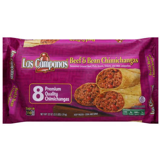 Las Campanas Premium Quality Beef & Bean Chimichangas 8 ea