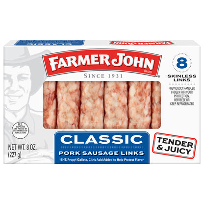 Farmer John Classic Pork Sausage Links 8 ea, JUL Dated