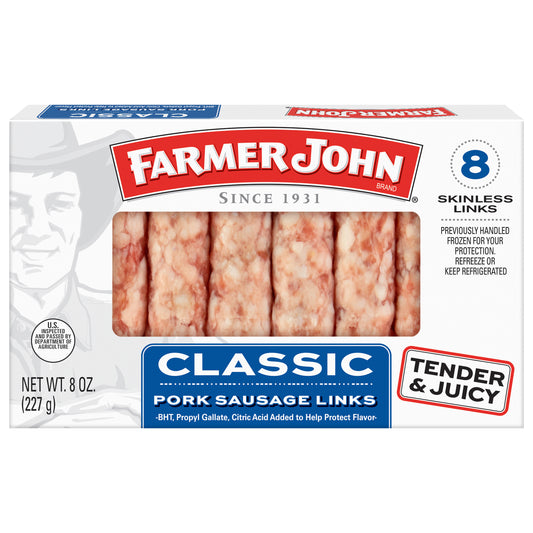 Farmer John Classic Pork Sausage Links 8 ea, JUL Dated