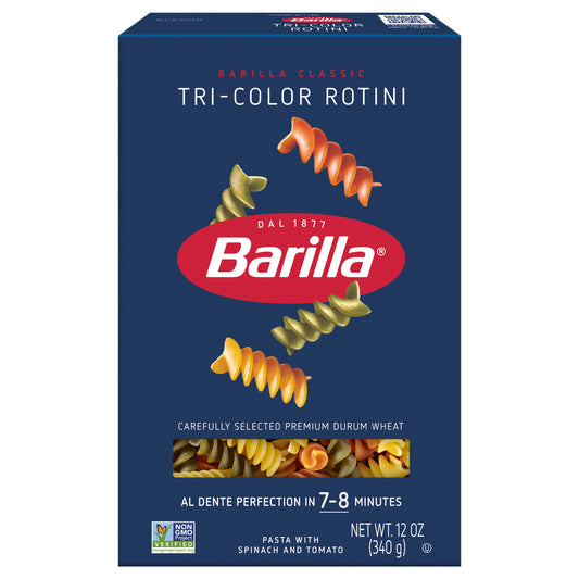 Barilla Tri-Color Rotini Pasta 12 oz Non-GMO, Kosher Certified