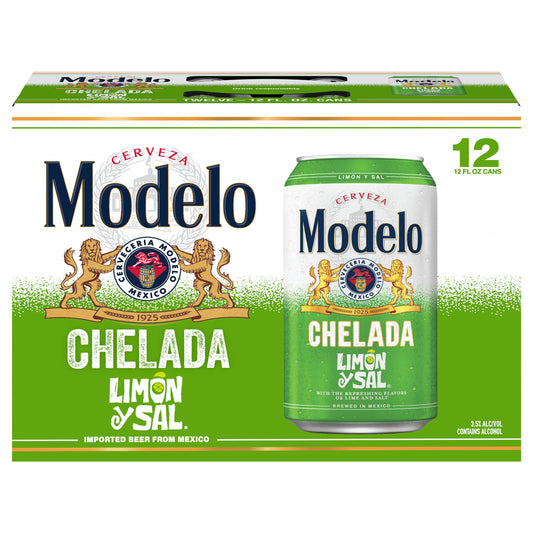 Modelo Chelada Limon y Sal Mexican Import Flavored Beer, 12 pk 12 fl oz Cans, 3.5% ABV