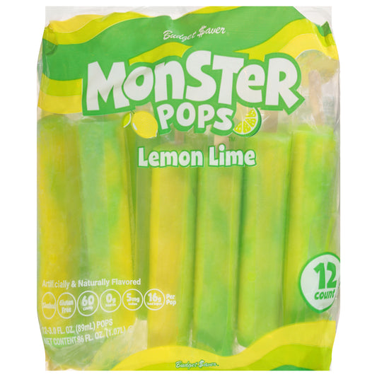 Budget Saver Lemon Lime Monster Pops 12 - 3.0 fl oz Pops