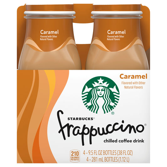 Starbucks Frappuccino Caramel Chilled Coffee Drink 4 - 9.5 fl oz Bottles