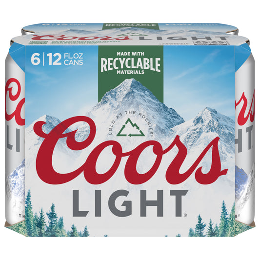 Coors Light Beer 6 - 12 fl oz Cans