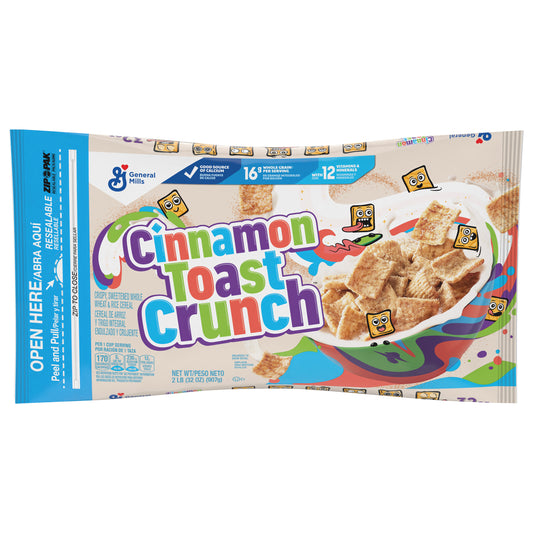 Cinnamon Toast Crunch Breakfast Cereal, Crispy Cinnamon Cereal, Value Bag, 32 oz