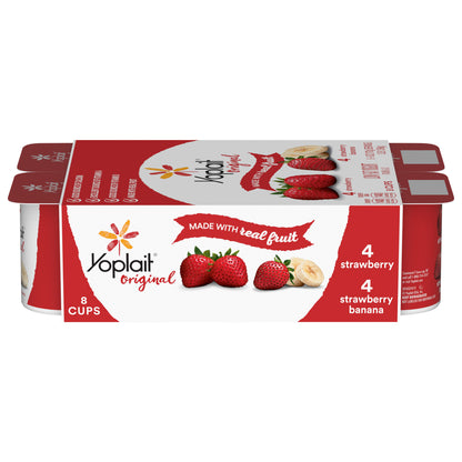 Yoplait Original Low Fat Yogurt Variety Pack, Strawberry and Strawberry Banana, 8 Yogurt Cups, 48 oz