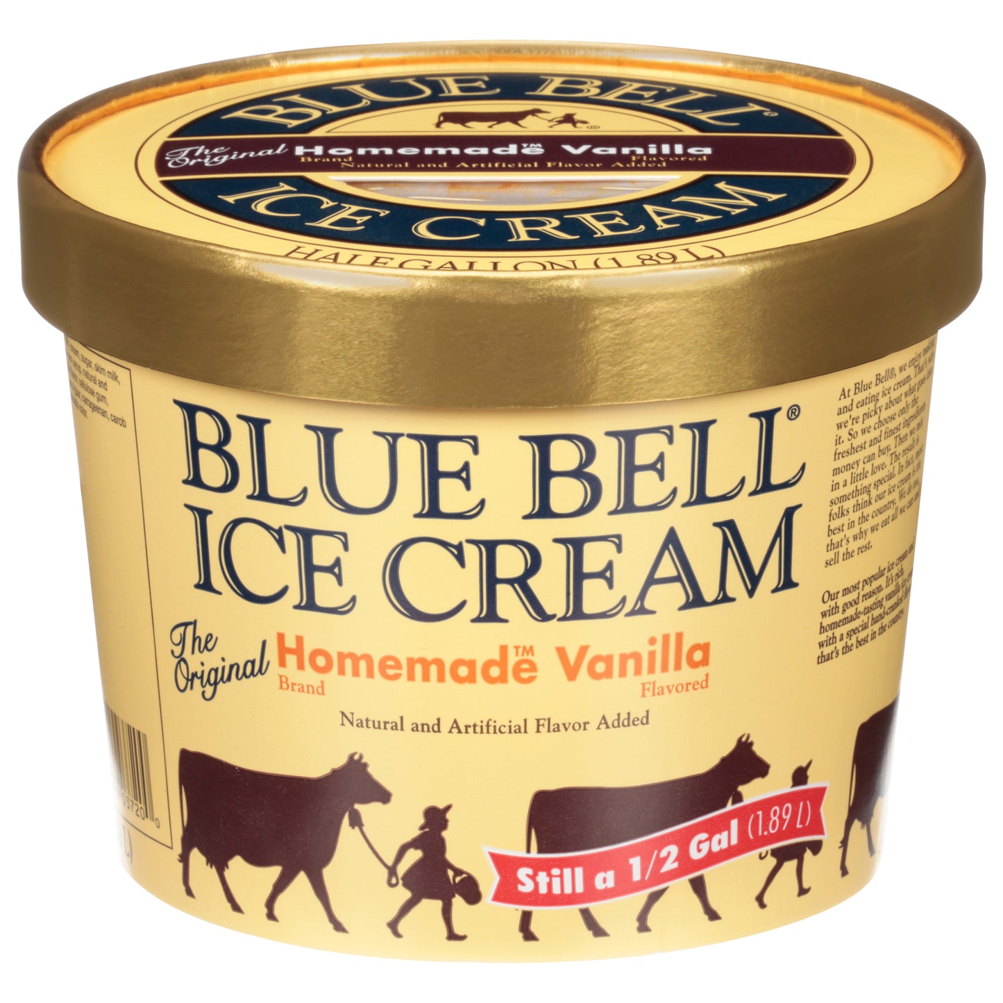Blue Bell Homemade Vanilla Ice Cream 0.5 gal