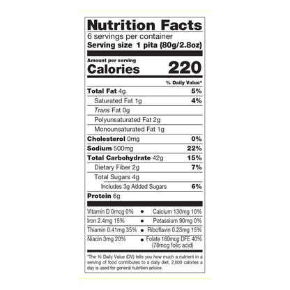 Papa Pita White Greek Pita Flat Bread 16.8 oz Bag