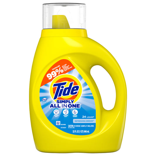 Tide Simply Liquid Laundry Detergent, Refreshing Breeze, 32 oz, 24 Loads