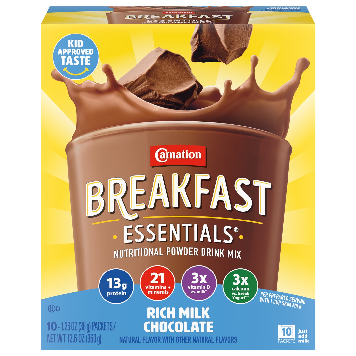 Carnation Breakfast Essentials Rich Milk Chocolate Nutritional Powder Drink Mix 10 - 1.26 oz Packets