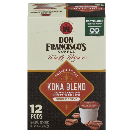 Don Francisco's Family Reserve Single Serve Pods Medium Roast Kona Blend Coffee 12 - 0.37 Each