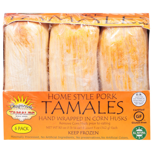 Chaparros Tamales Home Style Pork Tamales 6 ea