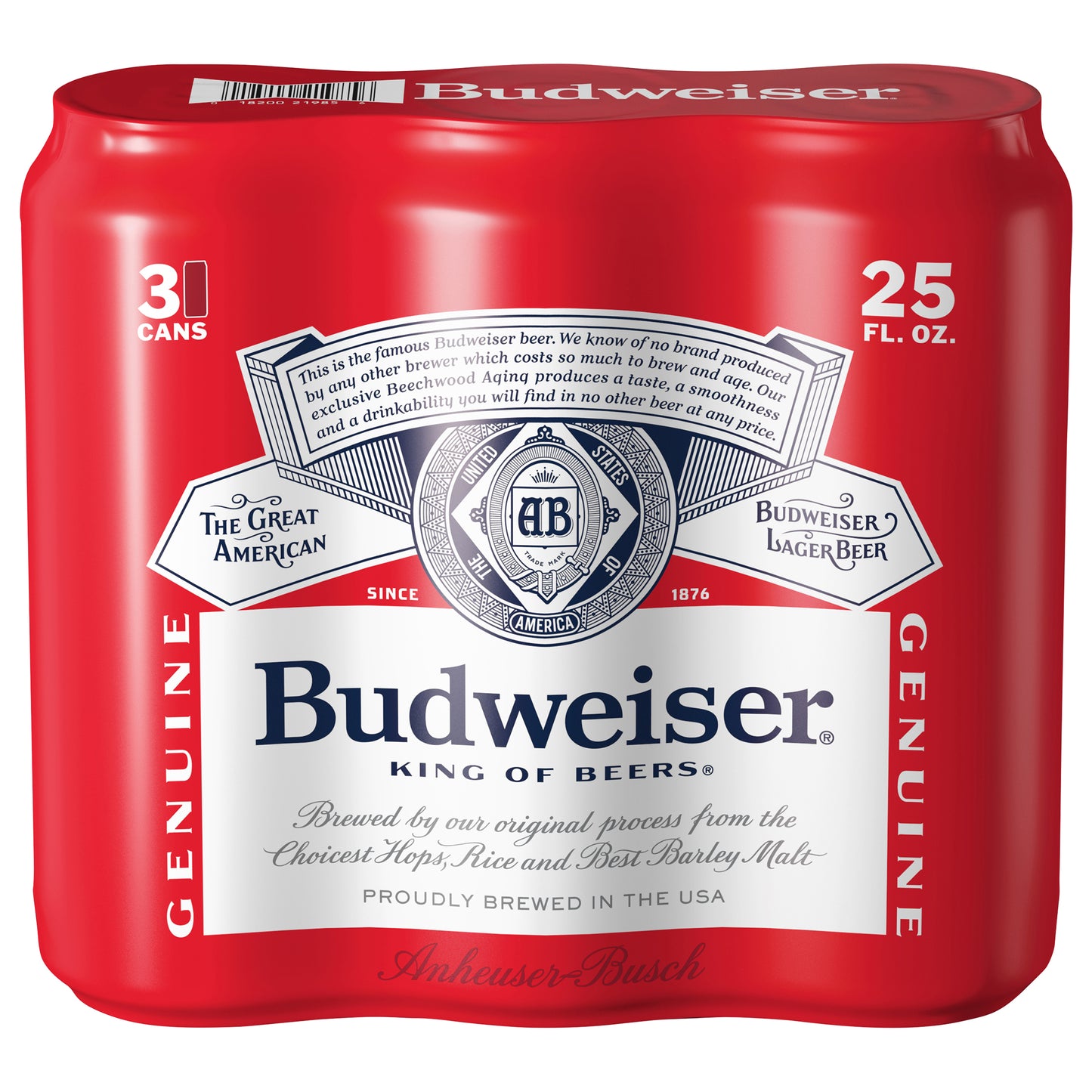Budweiser Lager Beer 3 - 25 fl oz Cans