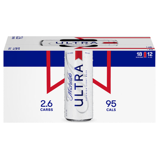 Michelob ULTRA Light Beer, 18 Pack Beer, 12 FL OZ Cans, 4.2% ABV