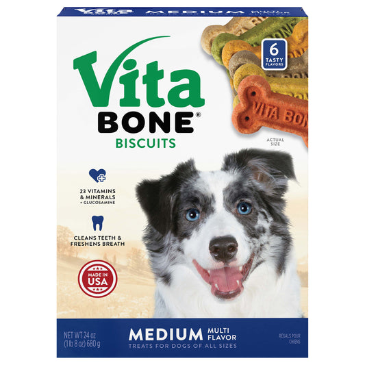Vita Bone Biscuits Multi Flavor Treats for Dogs Medium 24 oz