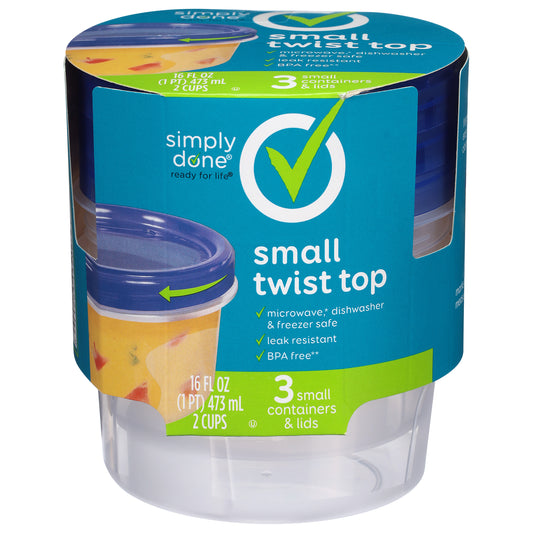 Simply Done Twist Top 16 Fl Oz Small Containers & Lids 3 Each