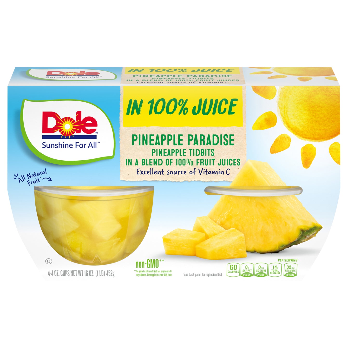 Dole Tidbits In 100% Pineapple Juice Pineapple 4 ea