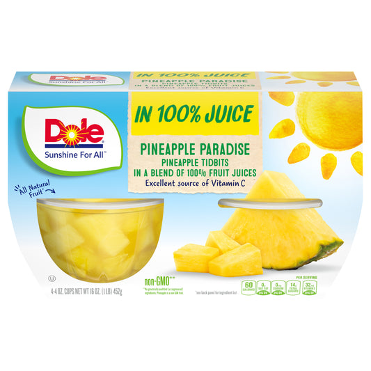 Dole Tidbits In 100% Pineapple Juice Pineapple 4 ea