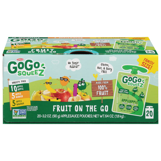 GoGo Squeez Fruit on the Go Applesauce Family Size 20 - 3.2 oz Pouches