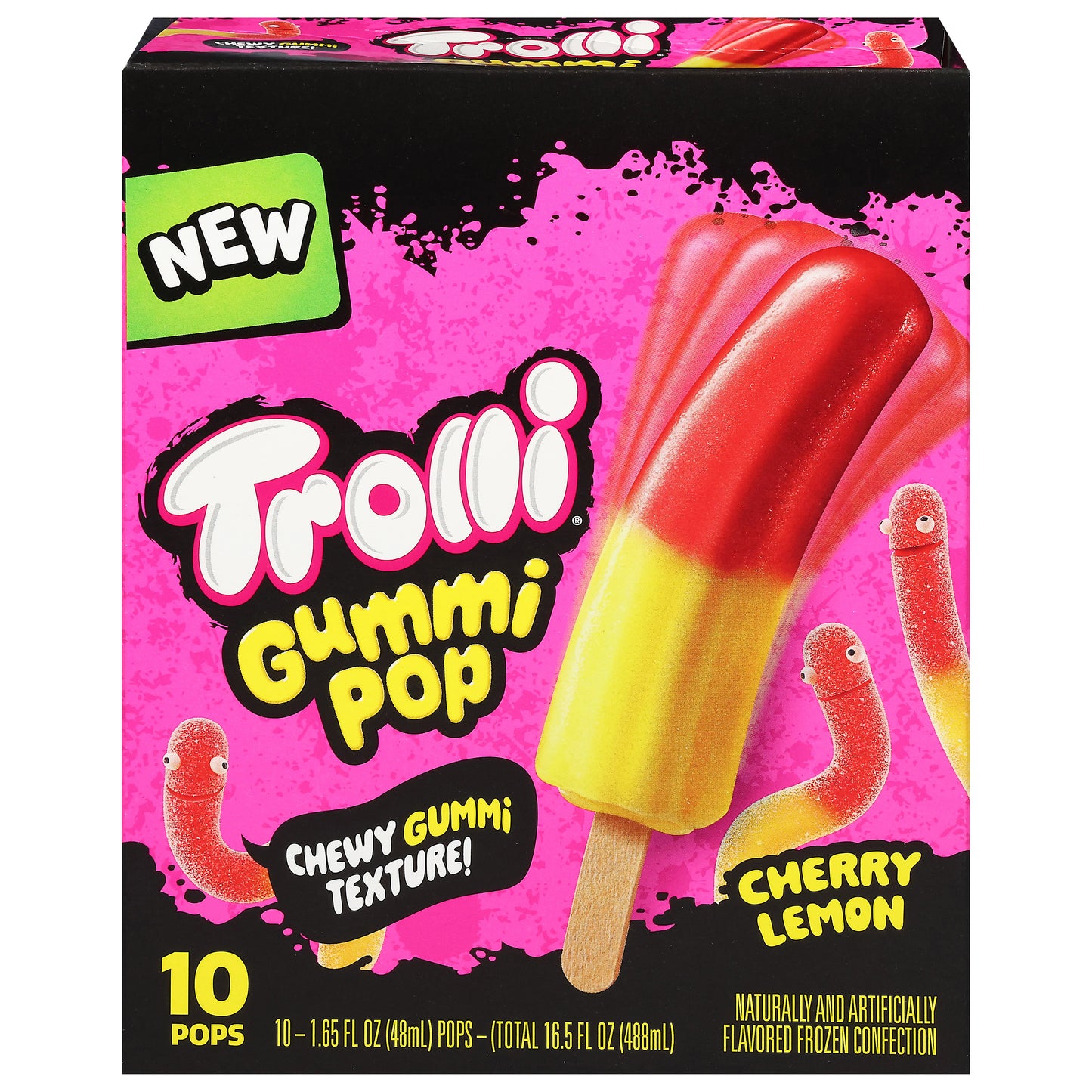 Trolli Cherry Lemon Gummi Pop 10 - 1.65 fl oz Pops
