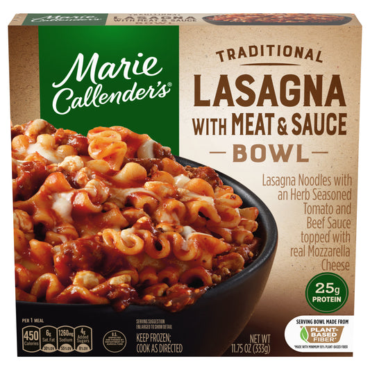 Marie Callender’s Lasagna With Meat & Sauce Bowl With Mozzarella Cheese, Frozen Meal, 11.75 oz.