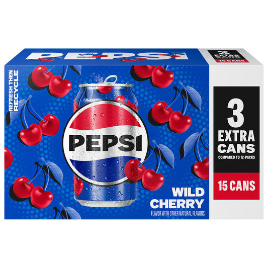 Pepsi Soda Wild Cherry 12 Fl Oz 15 Count Cans