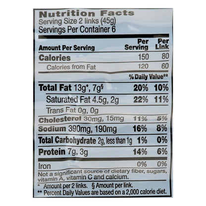 Johnsonville Fully Cooked Original Recipe Breakfast Sausage 12 ea