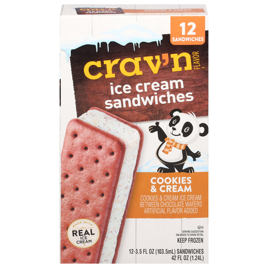 Crav'n Flavor Cookies & Cream Ice Cream Sandwiches 12 ea