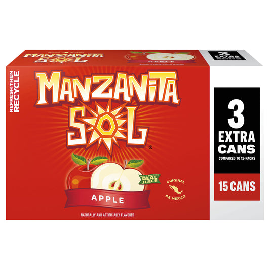 Manzanita Sol Soda Apple Naturally & Artificially Flavored 12 Fl Oz, 15 Count