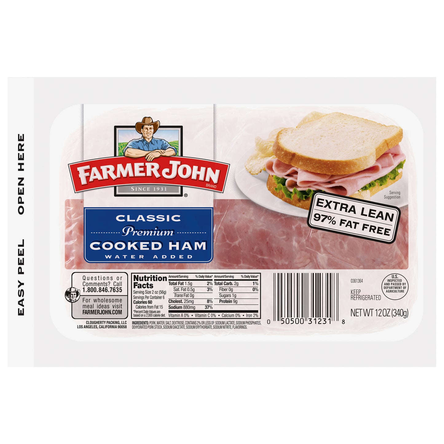 Farmer John Classic Premium Cooked Ham 12 oz