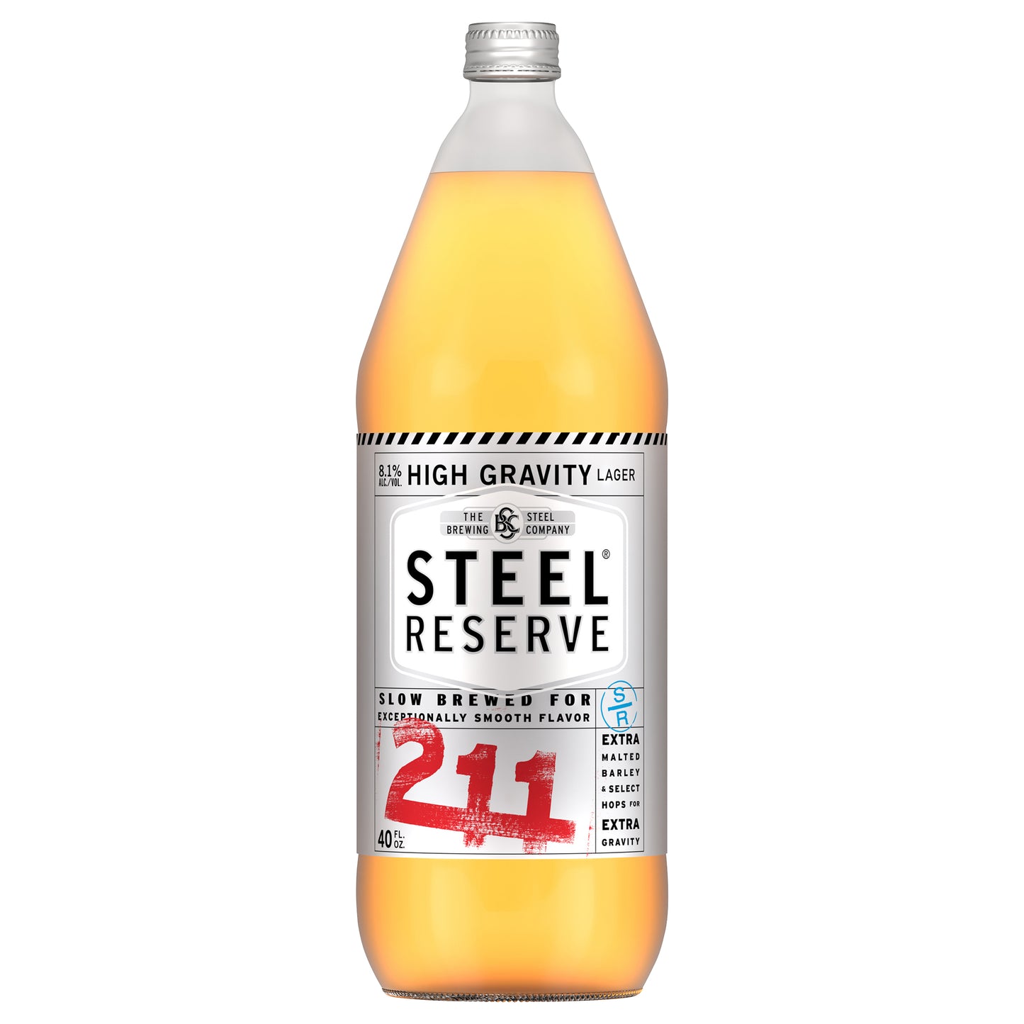 Steel Reserve High Gravity Lager Beer, 40 fl. oz. Bottle, 8.1% ABV